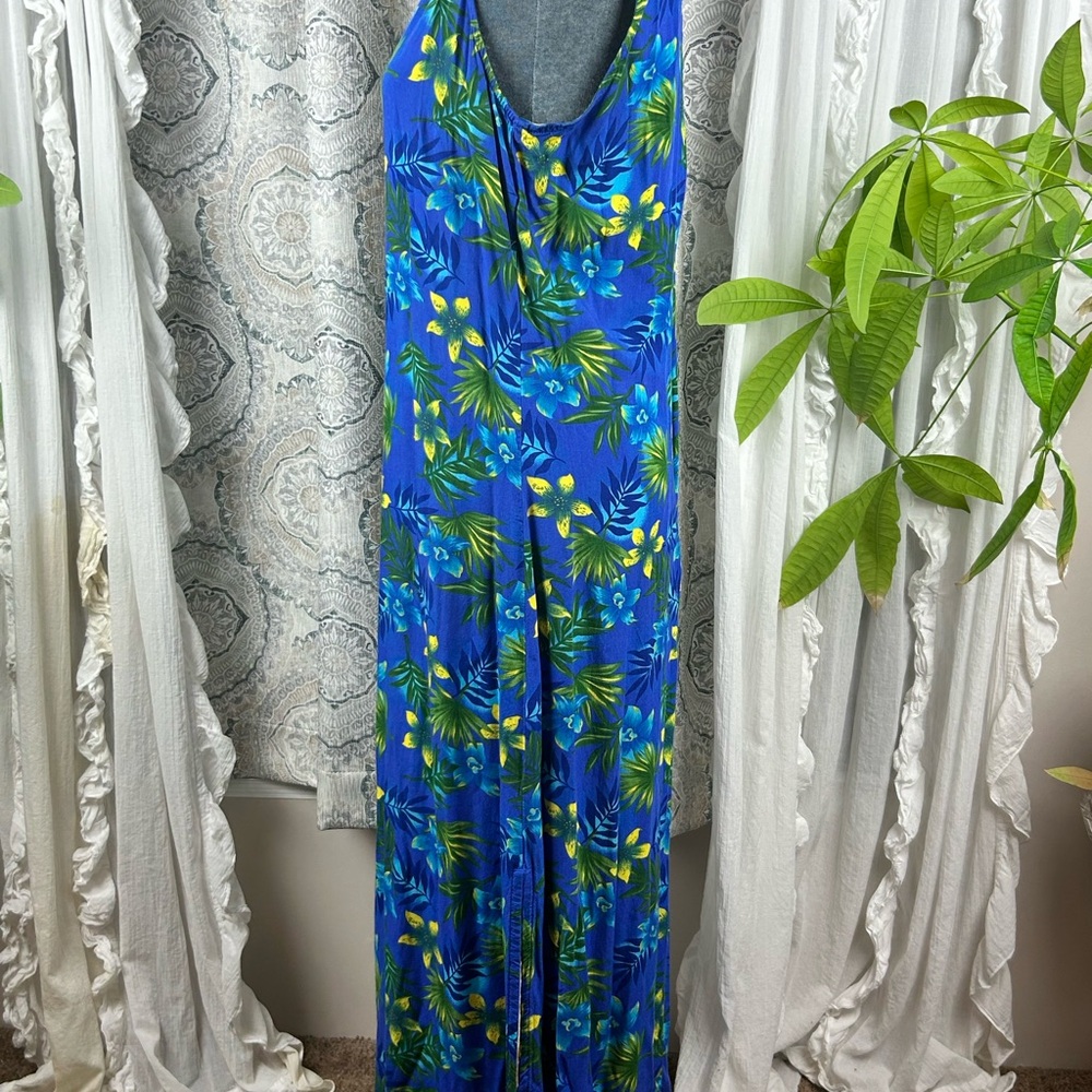 SARINNew York | Vibrant Blue and Green Tropical Maxi | M